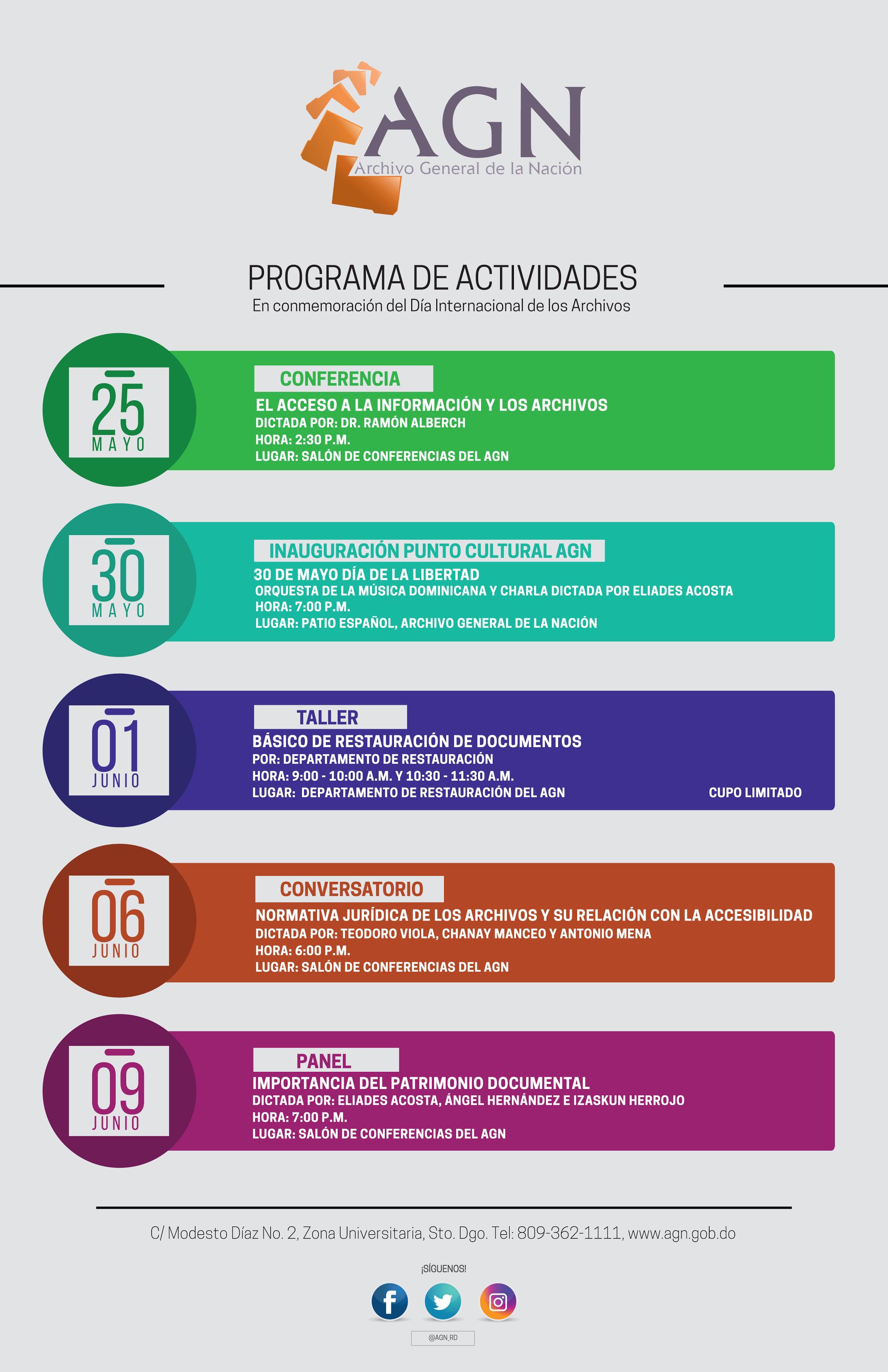  Calendario de  Actividades Archivo General de la Nación