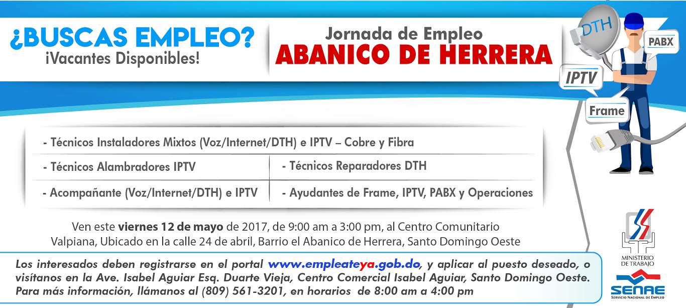  Ministerio de Trabajo invita a jornada de empleo en el Abanico de Herrera
