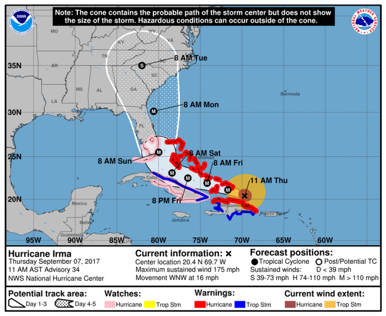  Aviso de huracán para el sur de la Florida, incluyendo Miami-Dade, Broward y Monroe