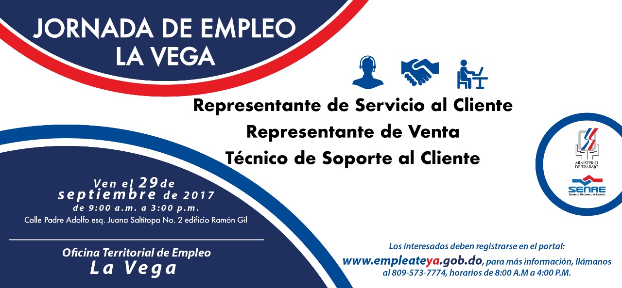 Ministerio de Trabajo invita a Jornada de Empleo en La Vega