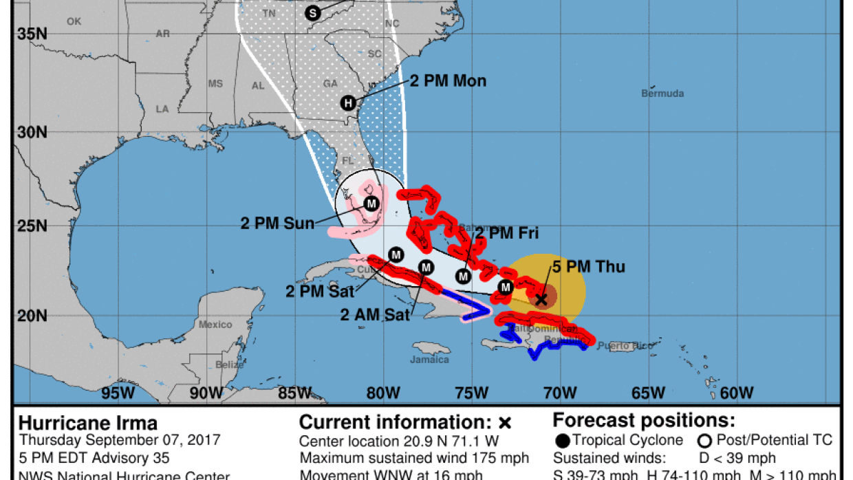  Esta es la información más reciente sobre el avance del huracán Irma hasta las 5:00 pm