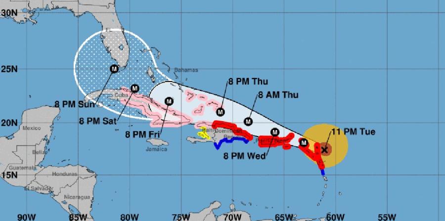  Huracán Irma cambia la trayectoria hacia el oeste noroeste