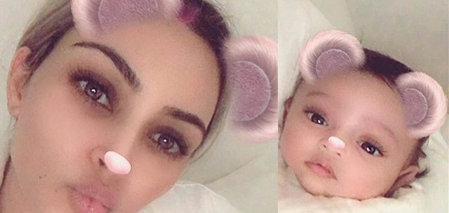  Baby Chicago, la tercera hija de Kim Kardashian, es presentada por primera vez por su madre en una selfie con filtro de Snapchat