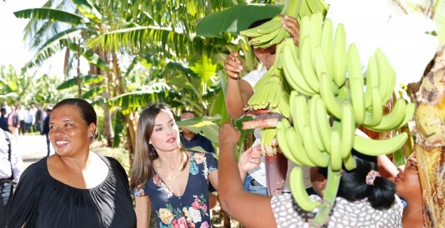  La reina Letizia cumple su promesa con la dominicana Diana Céspedes, y visita la plantación de bananos en los Tramojos de Azua