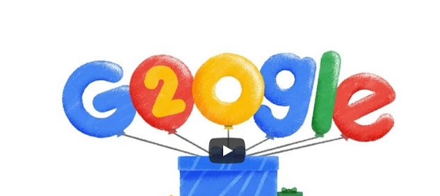  Google celebra sus 20 años con festivo doodle