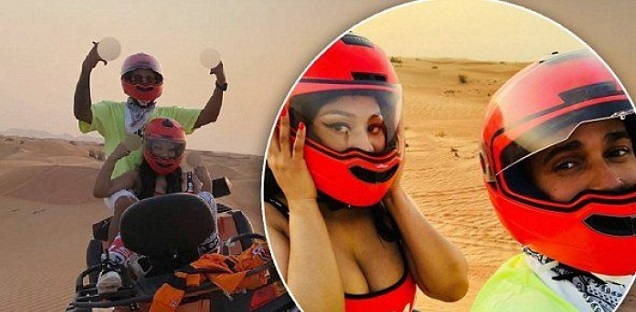  Foto de vacaciones en Dubai confirma rumores de supuesta relación sentimental entre la cantante rapera Nicki Minaj y el piloto de fórmula uno Lewis Hamilton