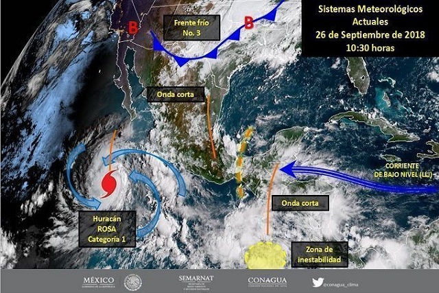  Huracán Rosa avanza a las costas del Pacífico mexicano alcanzando categoría 1