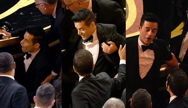  Rami Malek quien interpretó a Freddie Mercury en «Bohemian Rhapsody» se resbaló tras ganar el premio en los Oscar 2019