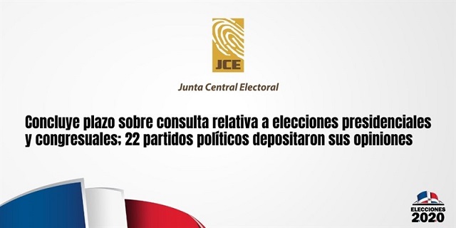  Concluye plazo sobre consulta relativa a elecciones presidenciales y congresuales: 22 partidos políticos depositaron sus opiniones