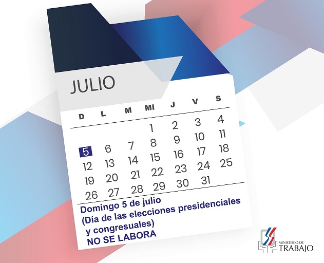  Elecciones: Ministerio de Trabajo informa domingo 05 de julio es feriado