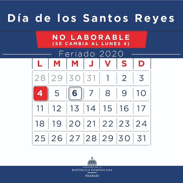  Ministerio de Trabajo reitera feriado “Día de los Santos Reyes” se cambia lunes 04 de enero
