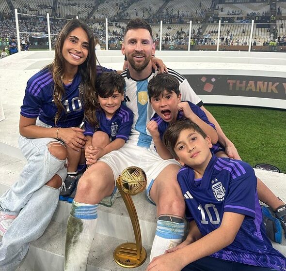  La felicidad de la familia Messi: Lionel, Antonela y sus hijos disfrutan del título mundial